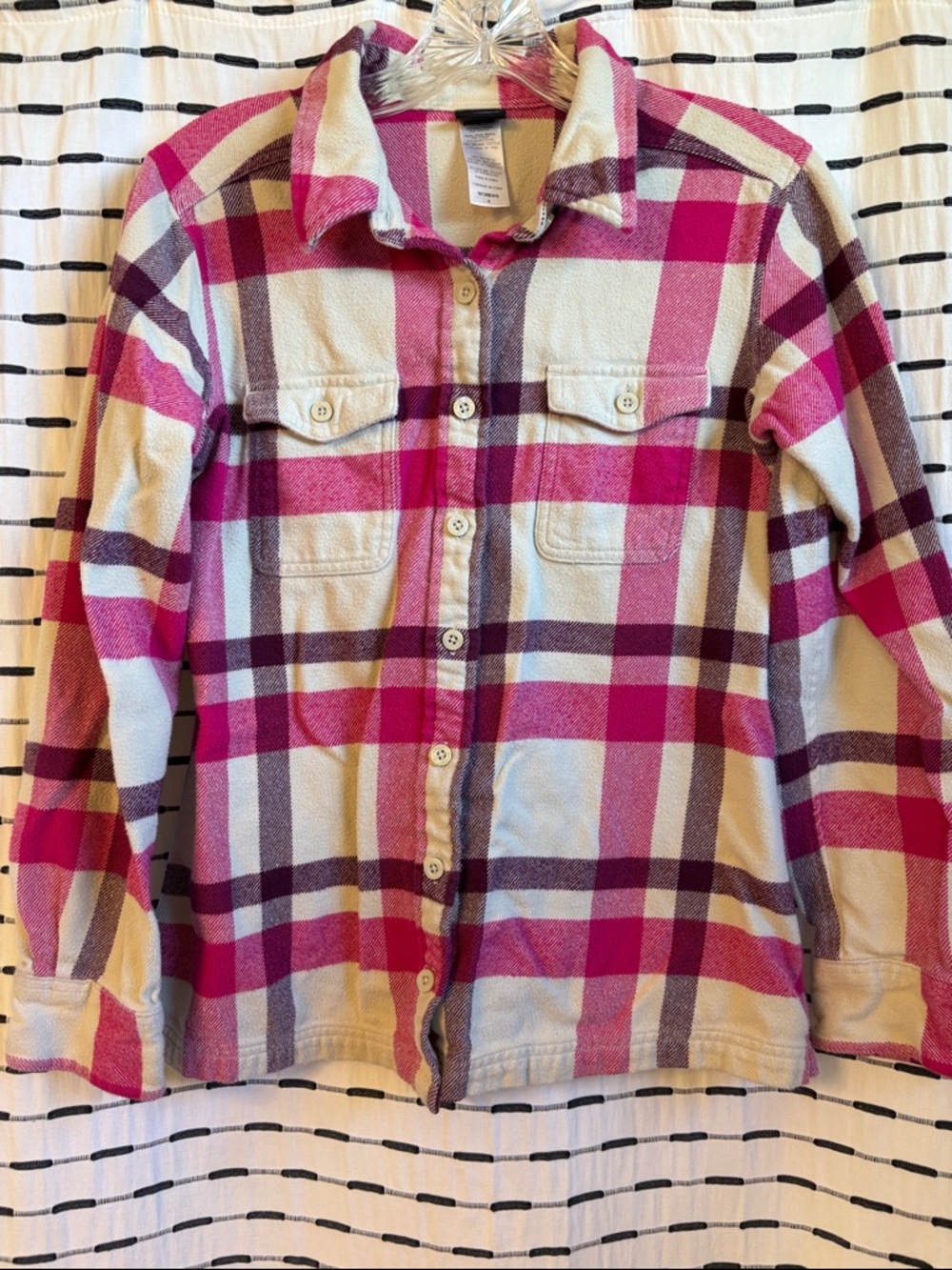 Patagonia Pink and Cream Plaid Button-Front Shirt 4